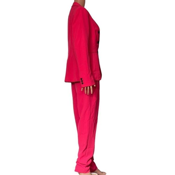 Donna Karan Fuschia Pink Black Stitch & Buttons Accent Blazer MEDIUM - Picture 7 of 15